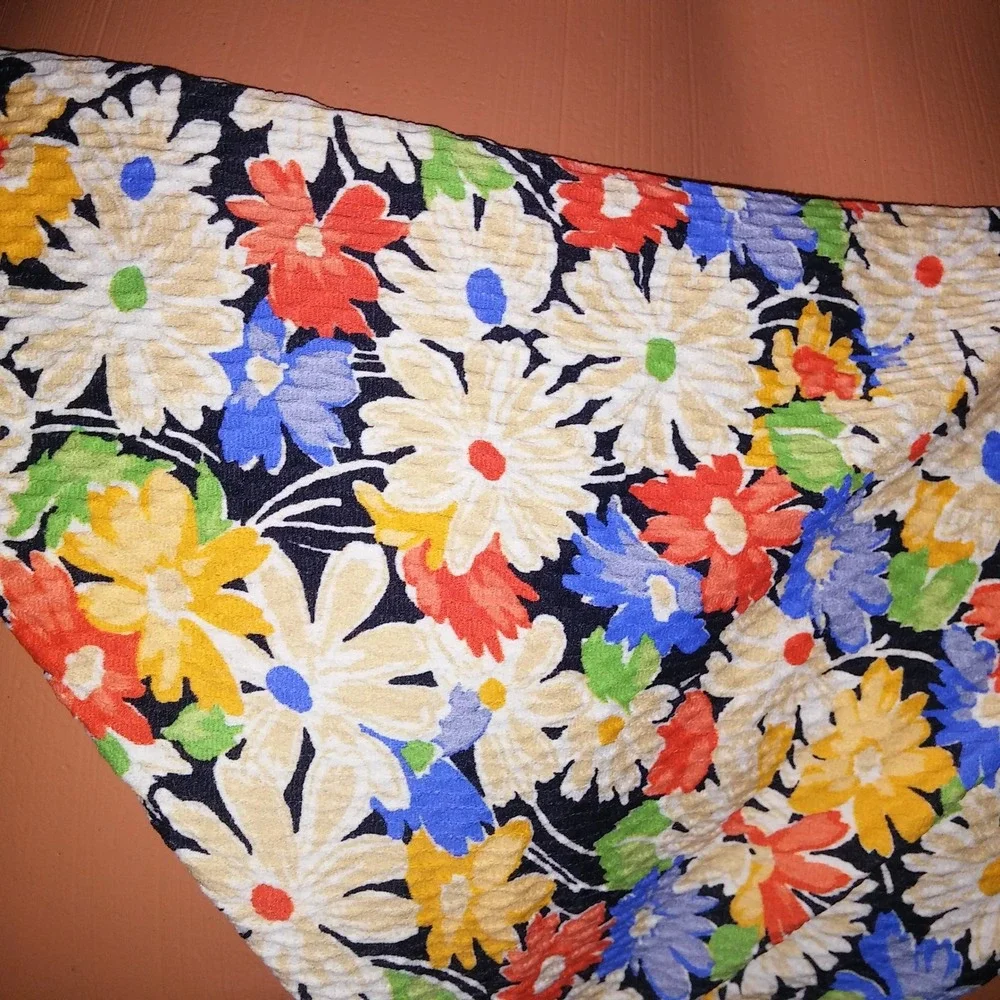 Something Navy Swim Bikini Large Top Medium Bottom Colorful Floral Underwire